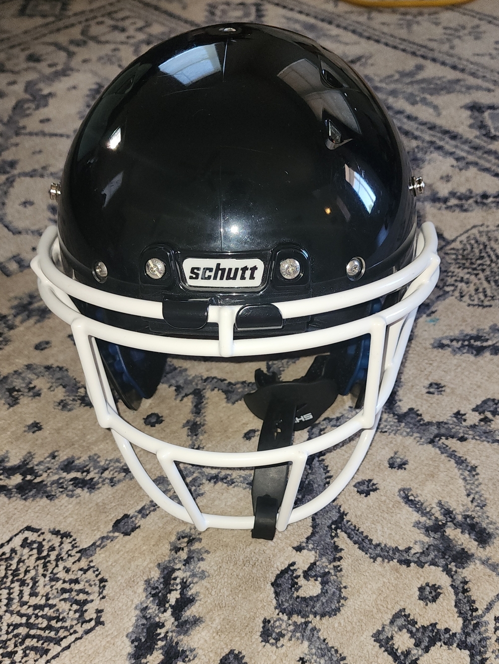 Schutt Black Football Helmet with White Facemask